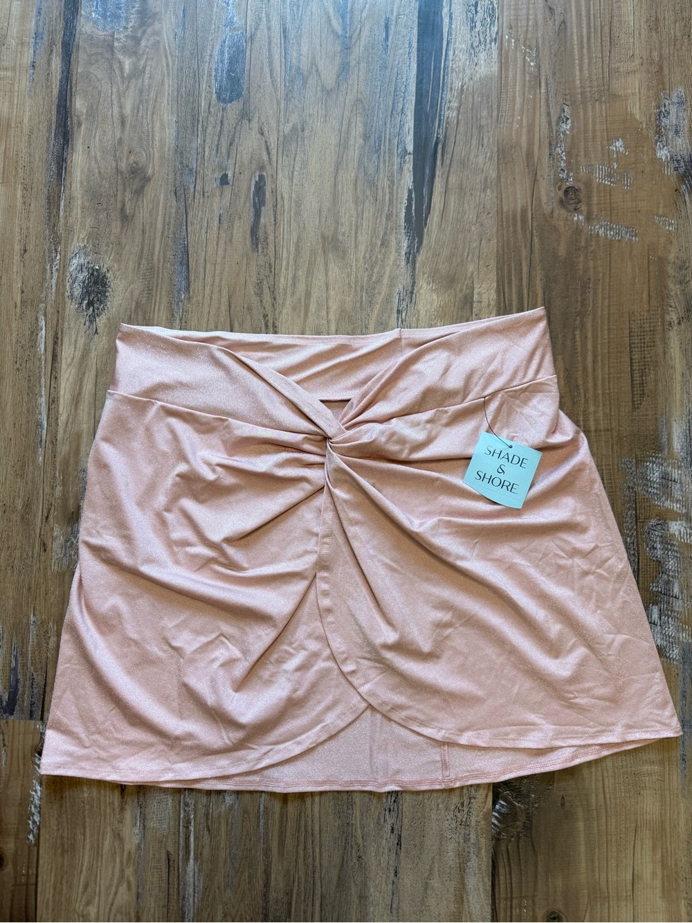 Shade & Shore Peach Twist-Front Mini Skirt